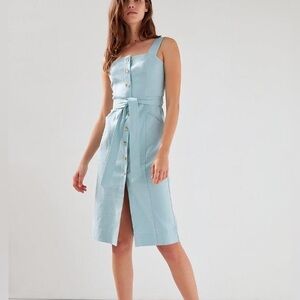 Babaton Kofi Belted Button Linen Dress